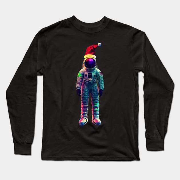 Astronaut With Christmas Hat Long Sleeve T-Shirt by maxdax